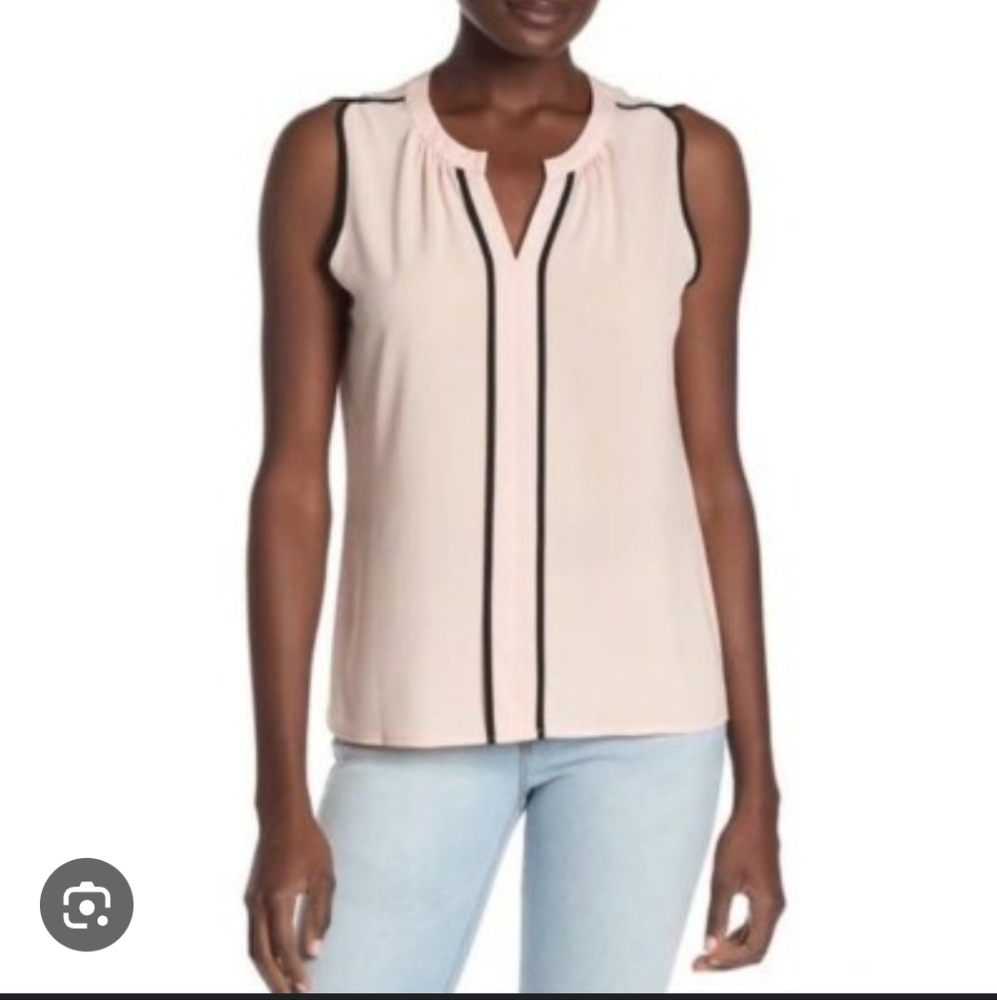 Calvin Klein Beige Blouse with Black Accents